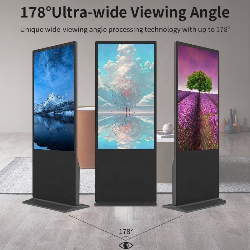Floor standing totem android advertising player interactive touch screen kiosk lcd digital signage display