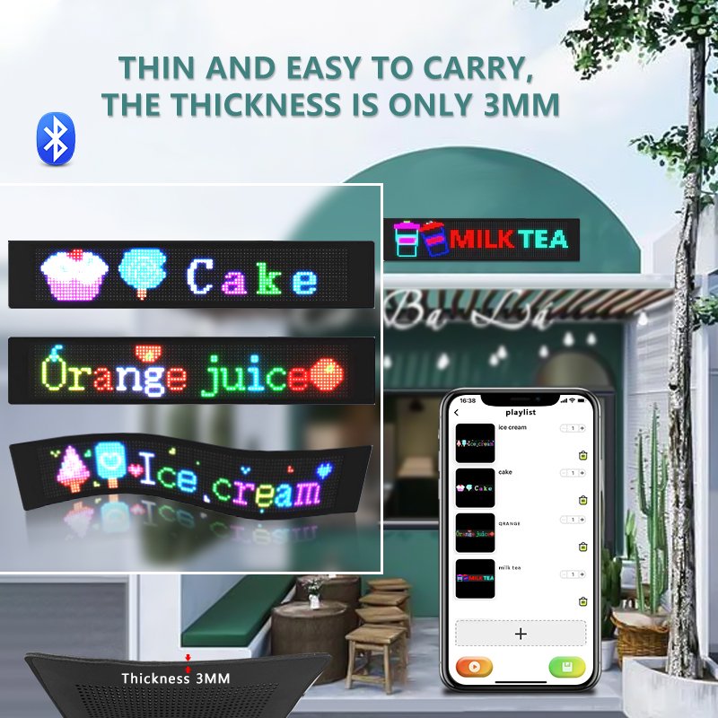 Shop Open Sign Flashing Scrolling Digital Flexible LED Screen Glass Window Advertising Display APP Control LED Sign Board
