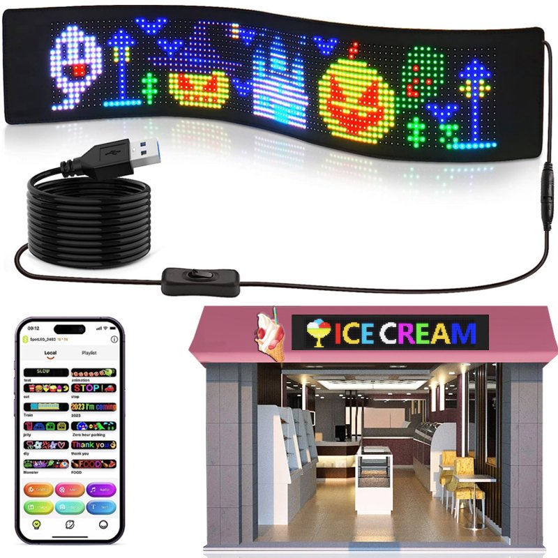 Shop Open Sign Flashing Scrolling Digital Flexible LED Screen Glass Window Advertising Display APP Control LED Sign Board