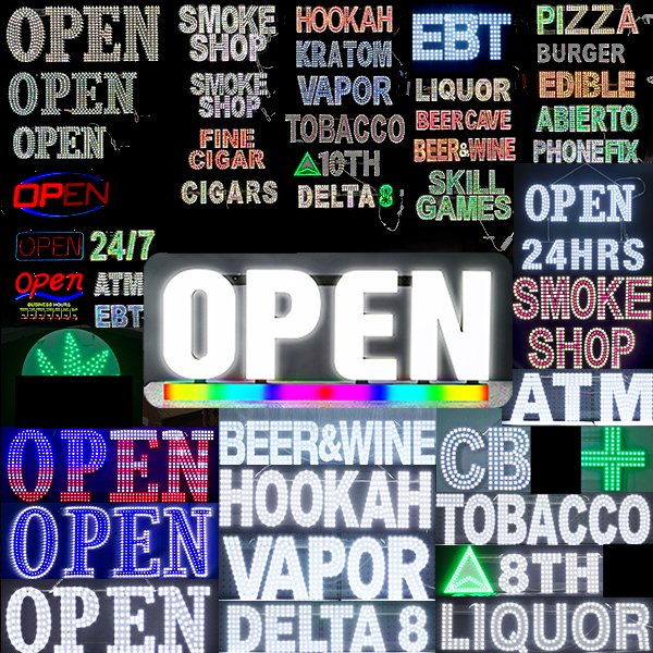 Custom led sign smoke shop led illuminated board advertising letter logo light custom led sign logo
