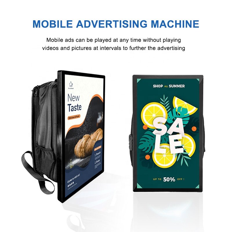 Hot Sale Waterproof 21.5-Inch LCD Backpack Walking Billboard for Advertising with Wifi control