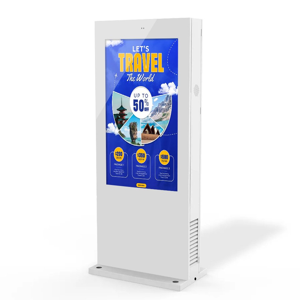 43 Inch Outdoor Digital Commercial Kiosk IP65 Waterproof Dustproof Floor Standing High Brightness Outdoor Advertising Board