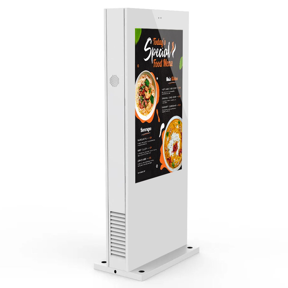43 Inch Outdoor Digital Commercial Kiosk IP65 Waterproof Dustproof Floor Standing High Brightness Outdoor Advertising Board