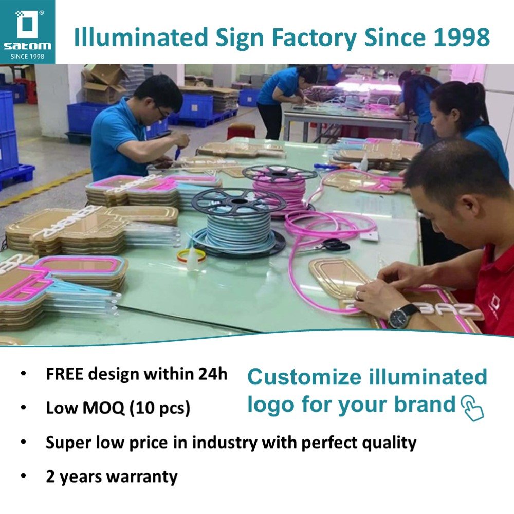 Satom NO MOQ Custom Neon Logo Light Store Shop Restaurant Sign Custom Neon Sign Business Logo Neon Name Sign Advertising Board