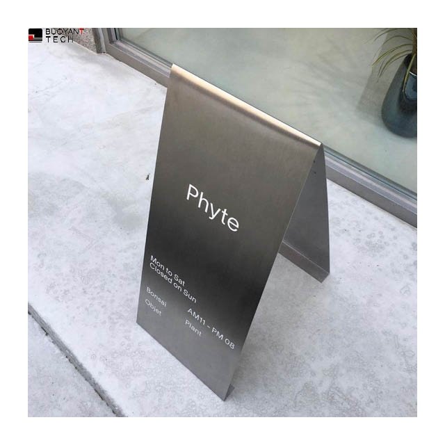Custom Stainless Steel A Frame Sign Commercial Double Sided Outdoor Floor Stand Advertising Metal Sign Board