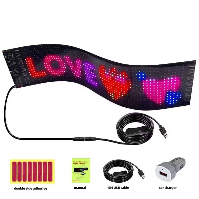USB smart app control scrolling led sign board rgb flexible led screen app controlled led advertising display board for car