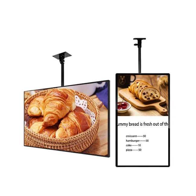 32inch Restaurant Wall LCD Panel Advertising Display Hanging Wall mounted 8mm TFT Screen Digital Signage Menu Board