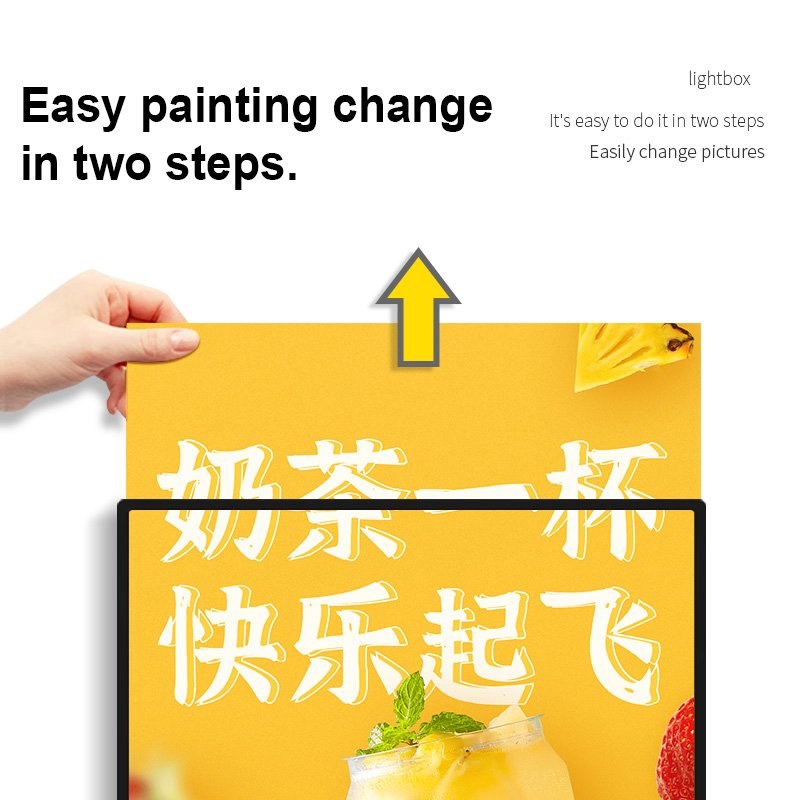 A1 A2 A3 A4 Open Ultra-Thin Aluminum Snap Photo Frame Light Box with Tempered Glass LED for Restaurant Menu Board Advertising