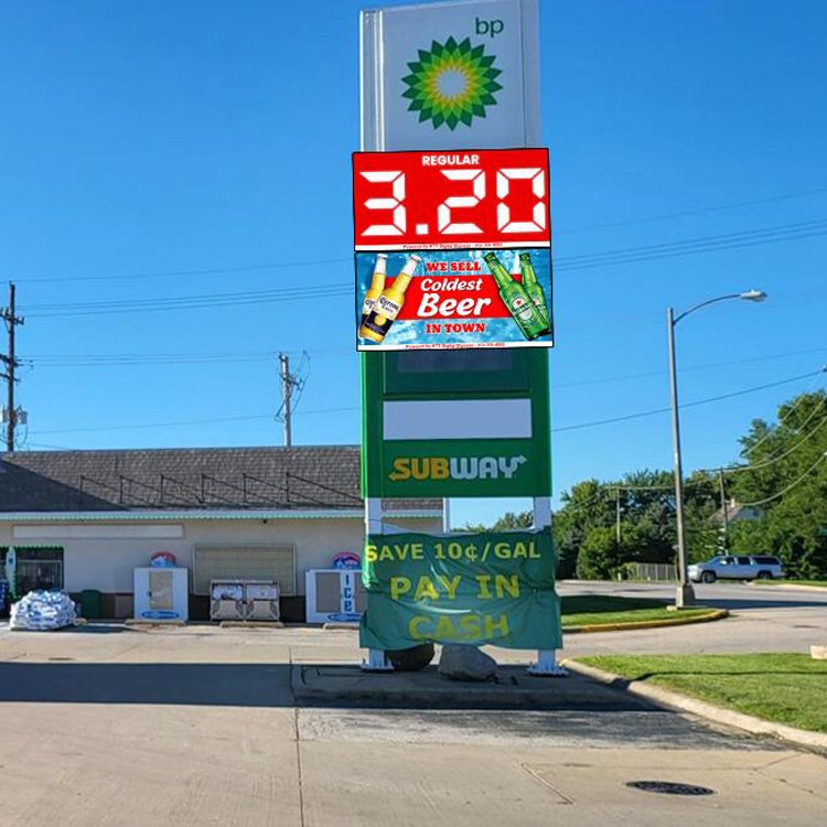 Gas Station Advertising Totem Pylon Sign Diesel Fuel Oil Gas Petrol LED Gas Price Board Panel Display Screen.