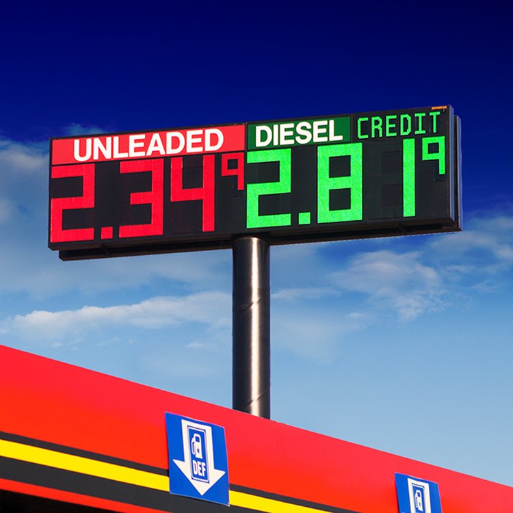 Gas Station Advertising Totem Pylon Sign Diesel Fuel Oil Gas Petrol LED Gas Price Board Panel Display Screen.