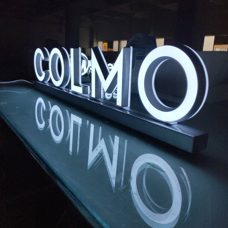 Kexian Custom Led Acrylic Table Sign Indoor Reception Desk Signage LED Luminous Letter Sign with Base