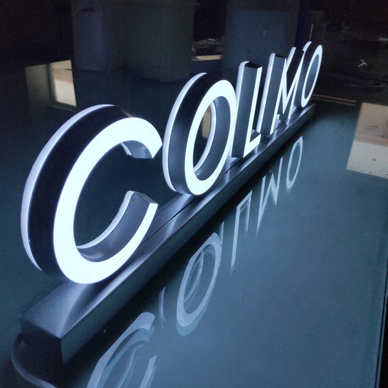 Kexian Custom Led Acrylic Table Sign Indoor Reception Desk Signage LED Luminous Letter Sign with Base