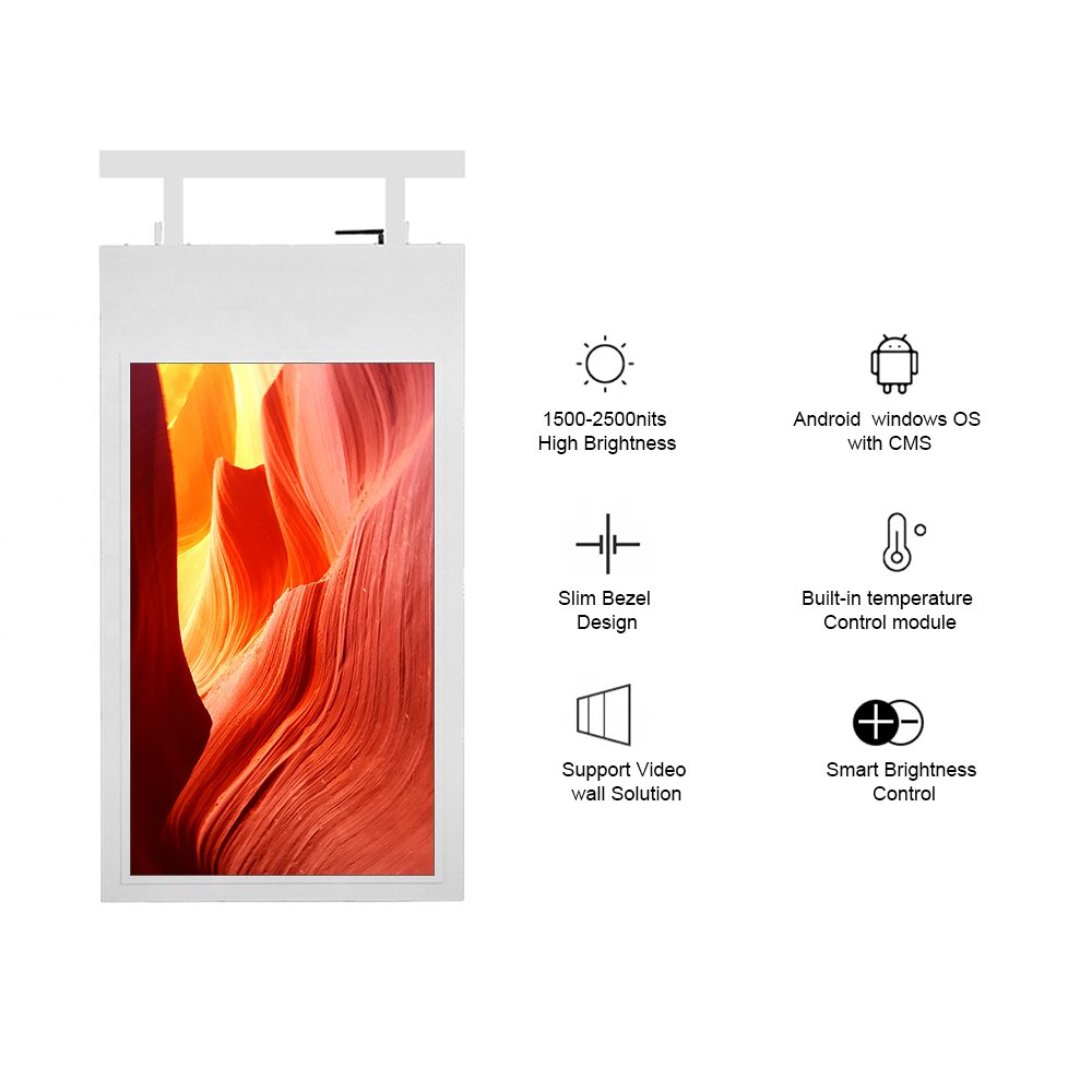 43 Inch Slim advertising lcd digital signage double sided hanging digital signage display window hanging