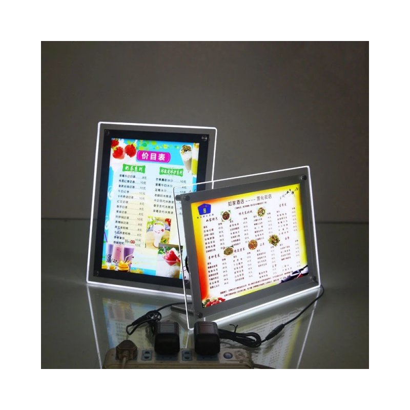 LED Crystal Acrylic Photo Frame Poster Lightbox Slim Magnetic Light Box Restaurant Menu Board Wall Mounted Advertising Display