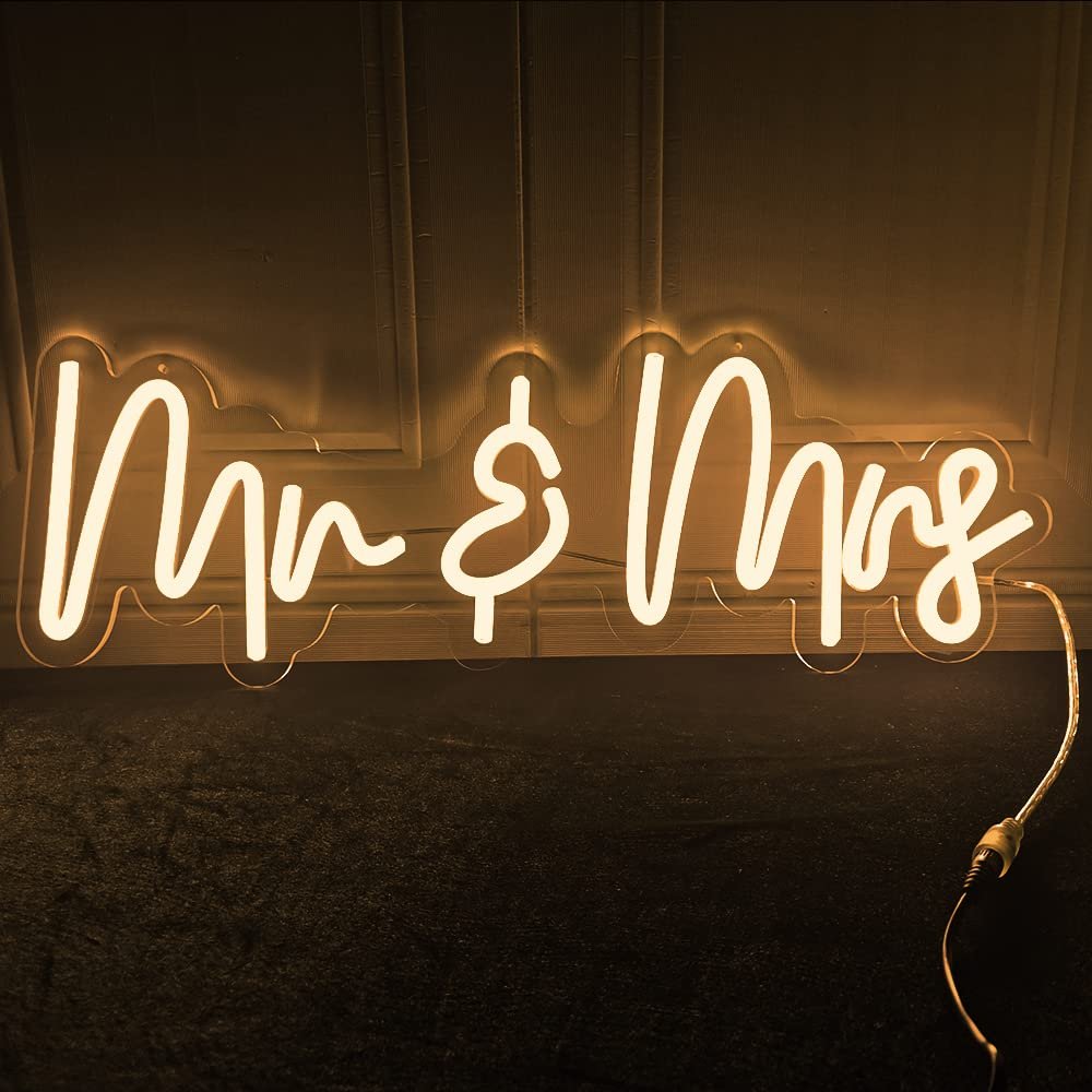 Mr and Mrs Neon Light Neon Sign Custom Sign for Wedding Logo Wedding Room Decorations LED Neon Sign Advertising Board