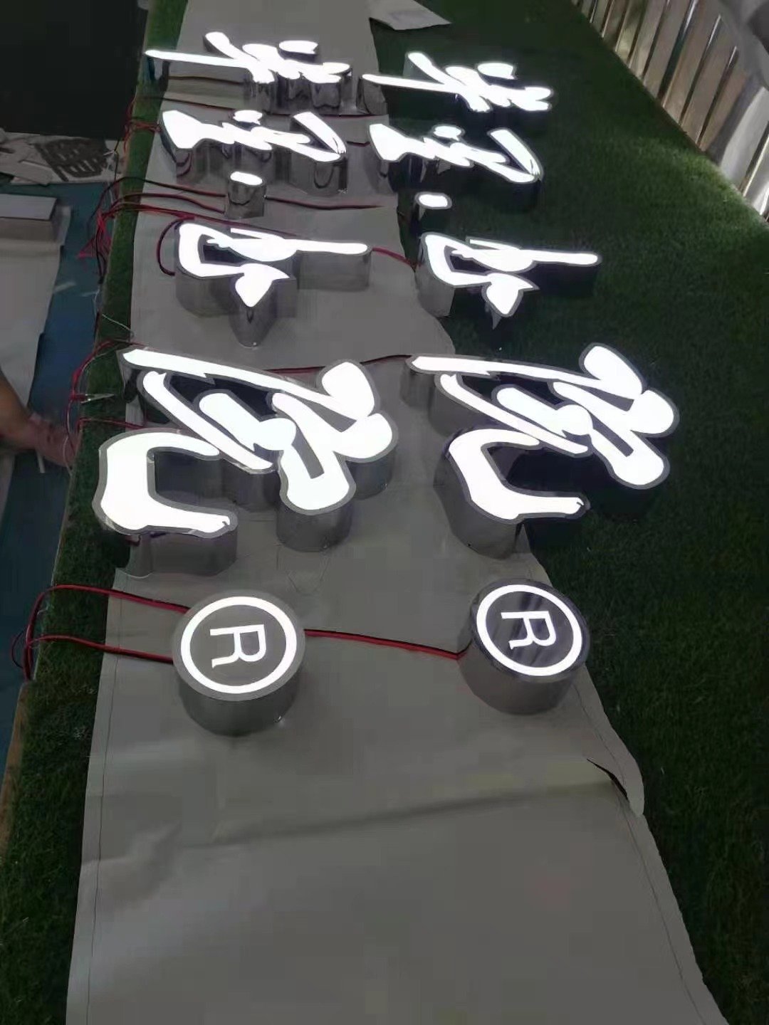 Commercial Stainless Steel LED Letter Light Grille Logo Front Headlight Advertising Light Boxes