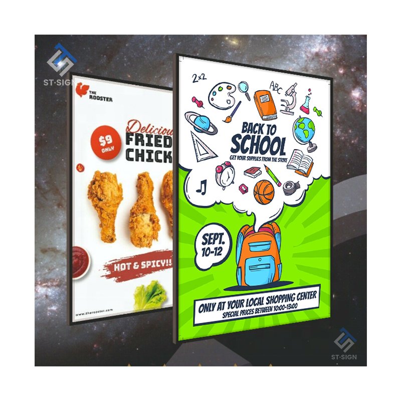 Advertising Light Boxes Ultra Slim Aluminum Frame A1/A2/A3/A4 LED Menu Board Tempered Glass Custom Rectangle Shape Acrylic