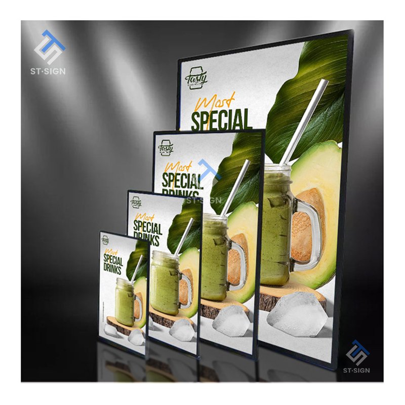 Advertising Light Boxes Ultra Slim Aluminum Frame A1/A2/A3/A4 LED Menu Board Tempered Glass Custom Rectangle Shape Acrylic