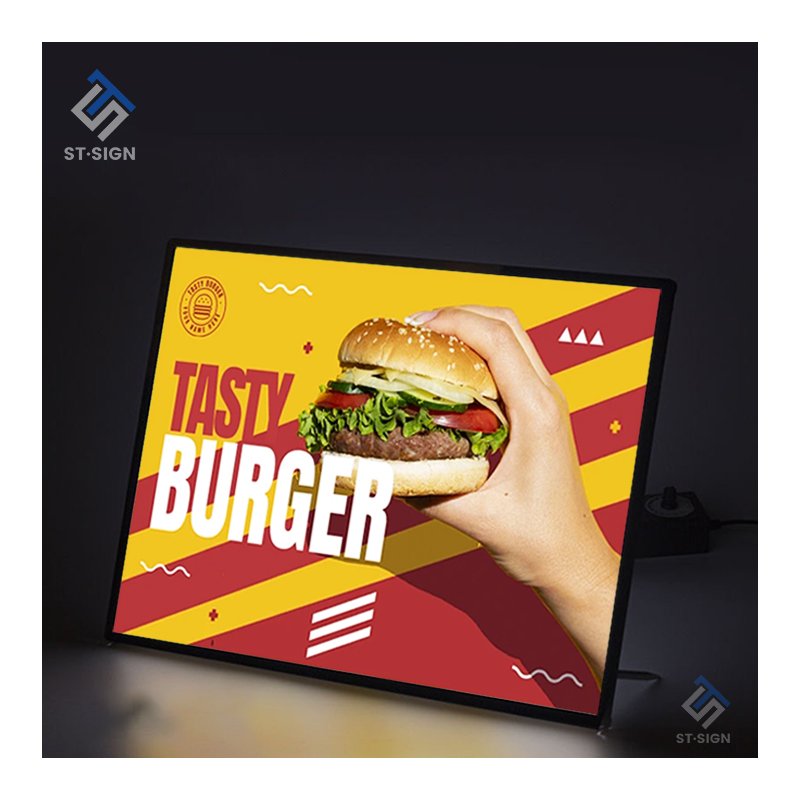 Advertising Light Boxes Ultra Slim Aluminum Frame A1/A2/A3/A4 LED Menu Board Tempered Glass Custom Rectangle Shape Acrylic