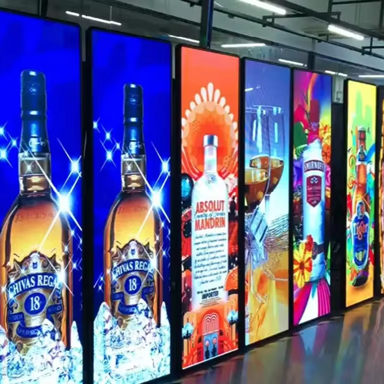 HP640-PO1.86 WIFI Digital Commercial Billboard Easy Moving Advertising Floor Standing LED Display Screen Panel Video Wall Poster
