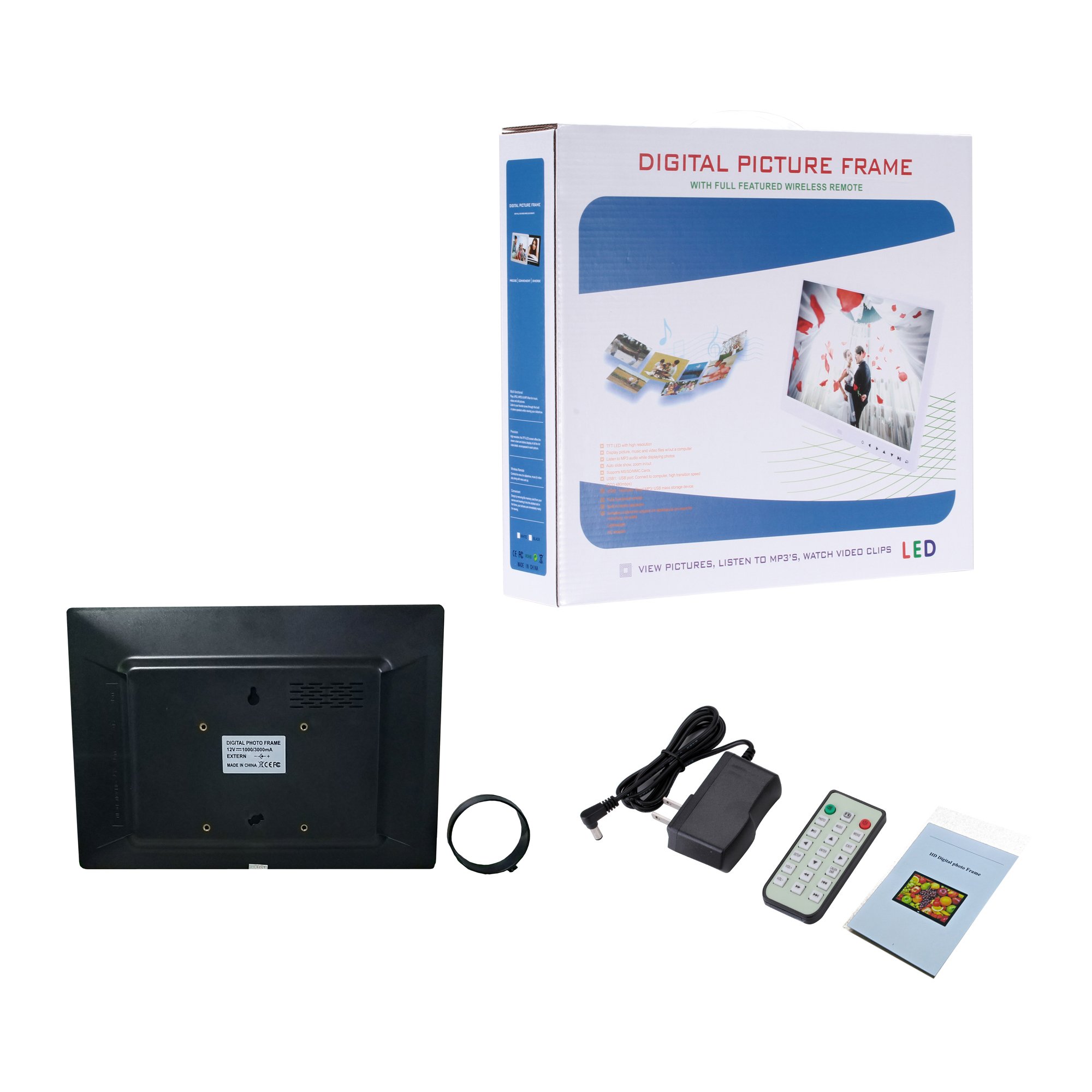 12 inch HD LED screen digital photo frame with calendar wall mounted digital signage lcd advertising video player for business