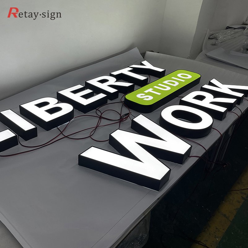 Business led illuminated face lit channel letter sign custom light up shop supermarket sign 3d acrylic advertising letters
