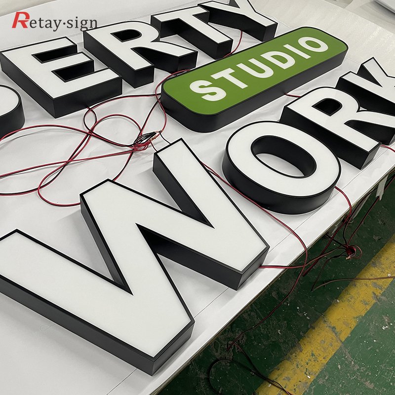 Business led illuminated face lit channel letter sign custom light up shop supermarket sign 3d acrylic advertising letters