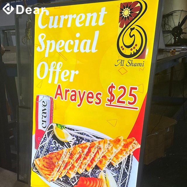 Super Slim Toughened Glass Advertising Led Illuminated Menu Board Poster Display Frame Led Double Sided Light Box