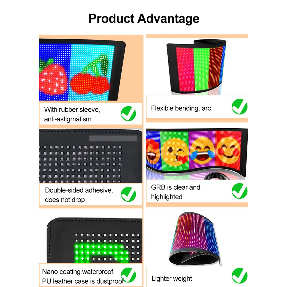 Phone App Control Led Sign Board Flexible Usb Programmable Custom Scrolling Message Car Signs Digital Display Led Matrix Panel