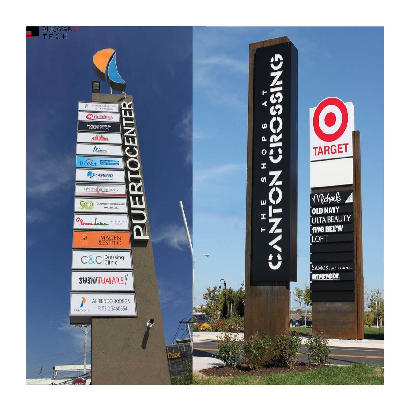 Custom Plaza Side Advertising Standing Aluminum Lighting Message Guidance Pylon Shopping Directional Pylon Signboard