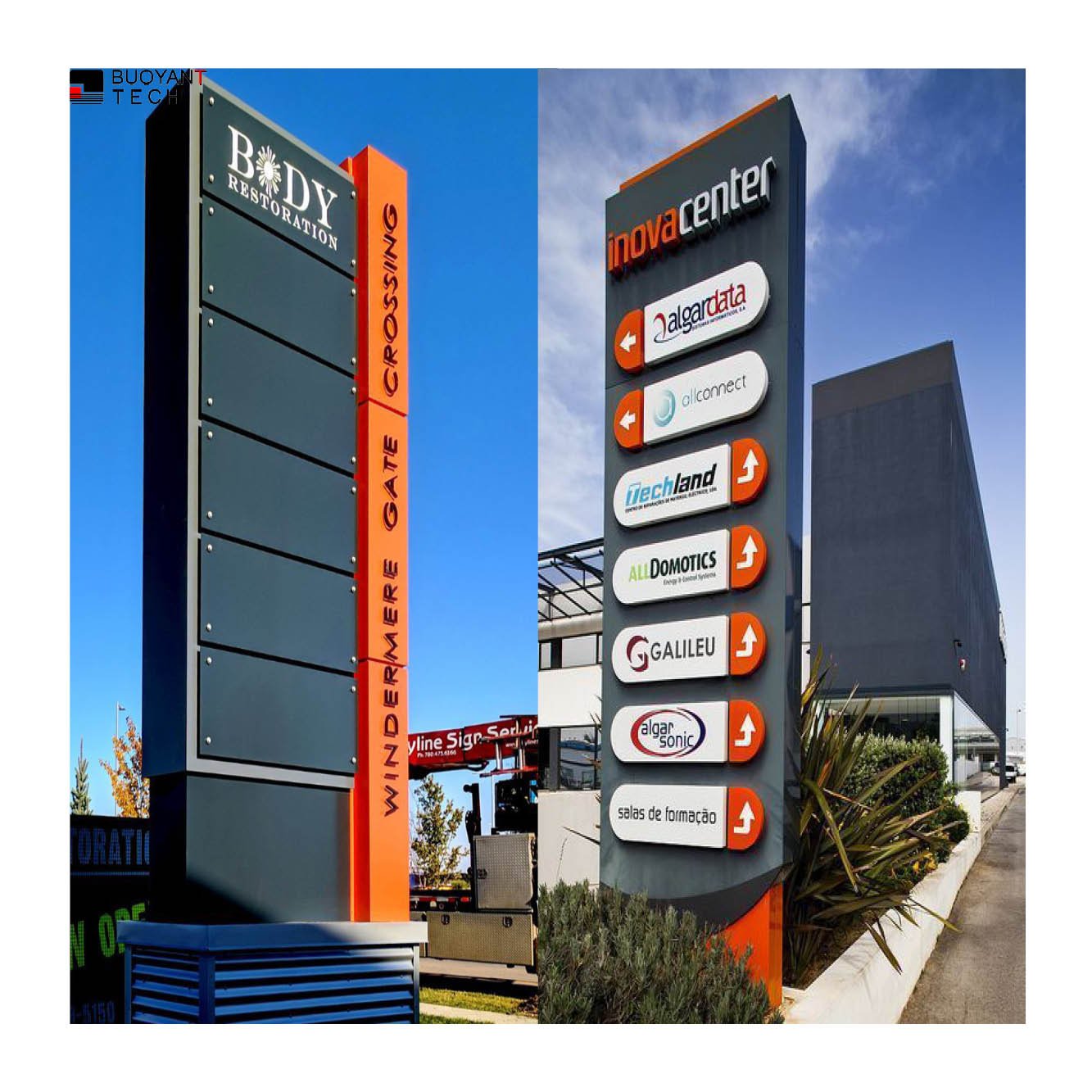 Custom Plaza Side Advertising Standing Aluminum Lighting Message Guidance Pylon Shopping Directional Pylon Signboard