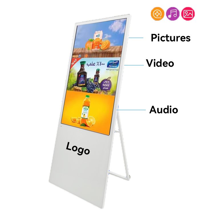 portable A board Advertising Player display with digital black board with Optional Screen
