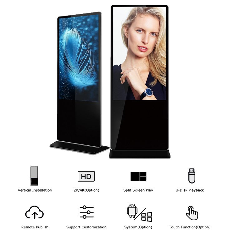 2024 New Advertising machine 75 86 inch 4K Full-Screen Vertical Advertising Touch display digital advertising board for indoor