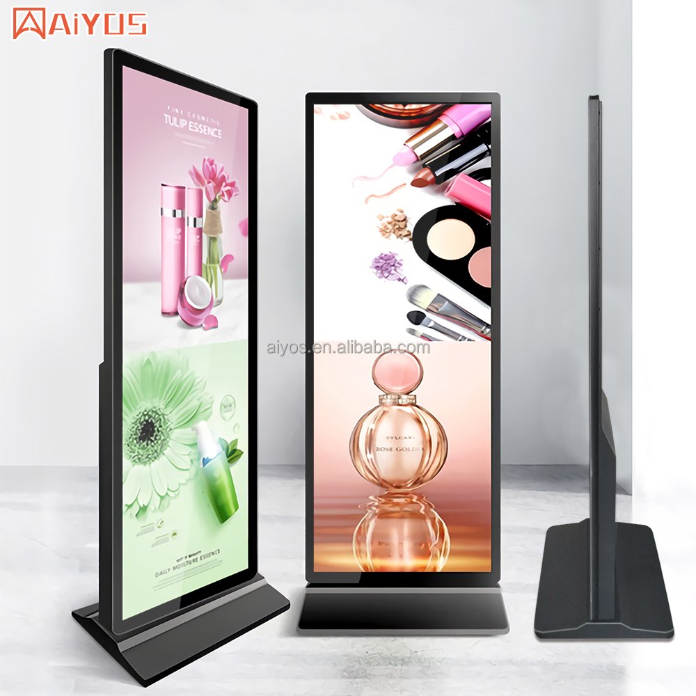 Fullscreen 70" 75" 85" 4K UHD LCD Advertising Smart Screen Kiosk Digital Signage Display For Indoor Screen Advertising Totem