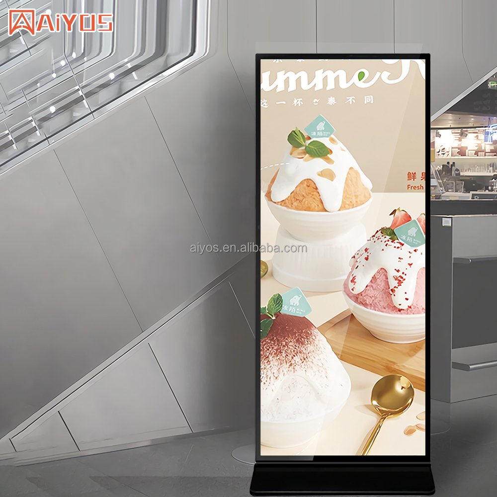 Fullscreen 70" 75" 85" 4K UHD LCD Advertising Smart Screen Kiosk Digital Signage Display For Indoor Screen Advertising Totem