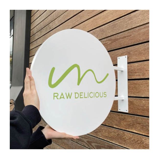 Advertising Hangs at entrance billboard Storefront Round Shop Custom Storefront Sign Double-Sided Metal Wall Mounted Blade Sign