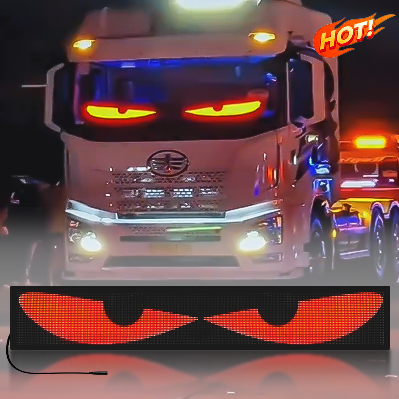 Truck windshield RGB flexible led eye display smart app control scrolling led eye animation sign board for trucks bus