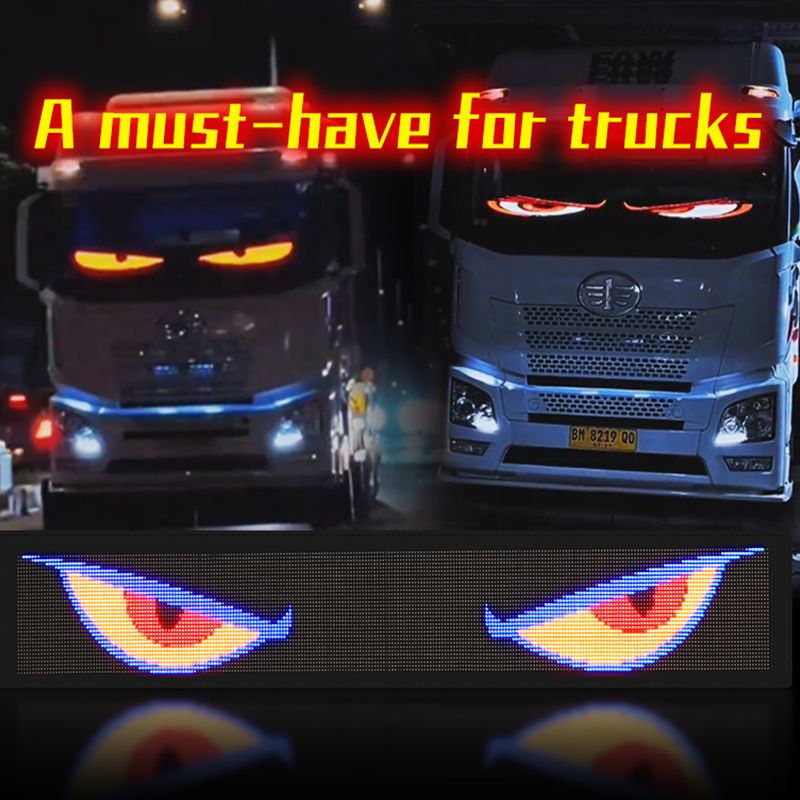Truck windshield RGB flexible led eye display smart app control scrolling led eye animation sign board for trucks bus