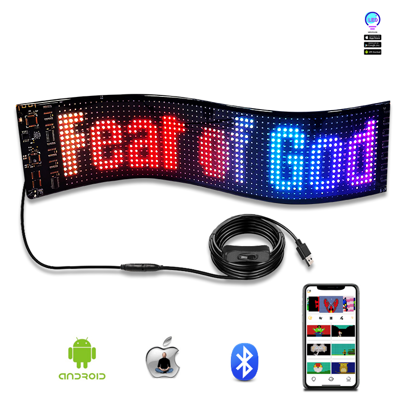 Waterproof LED Screen Light Car Panel App Control Flexible LED Sign Board Messages Scrolling Customize LED Sign Display for Car