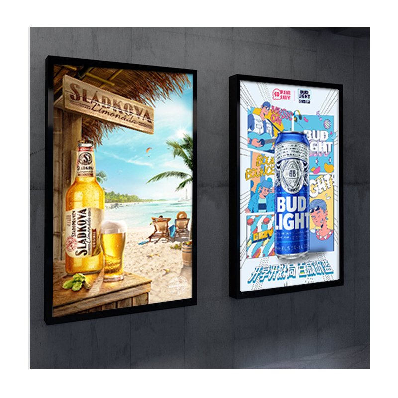 Custom Rectangle Shape Acrylic A1/A2/A3/A4 LED Menu Board Advertising Light Boxes with Tempered Glass
