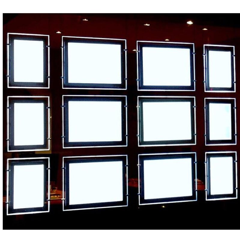 Wholesale window display real estate signage crystal magnetic LED light box super thin LED signs advertising acrylic sign board