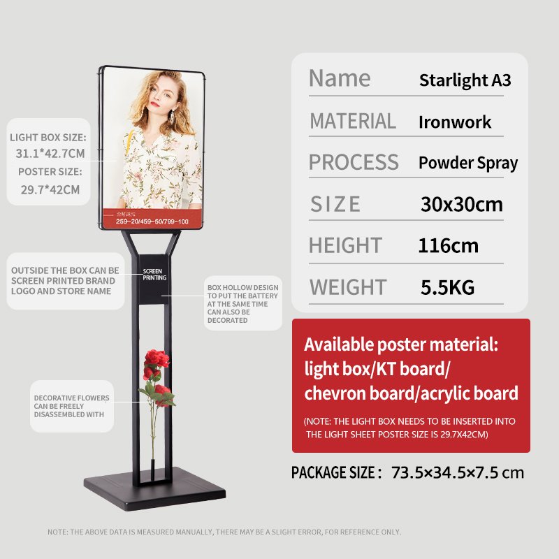 Floor standing led stand alone advertising digital display board Led light indoor/outdoor poster stand advertising display board