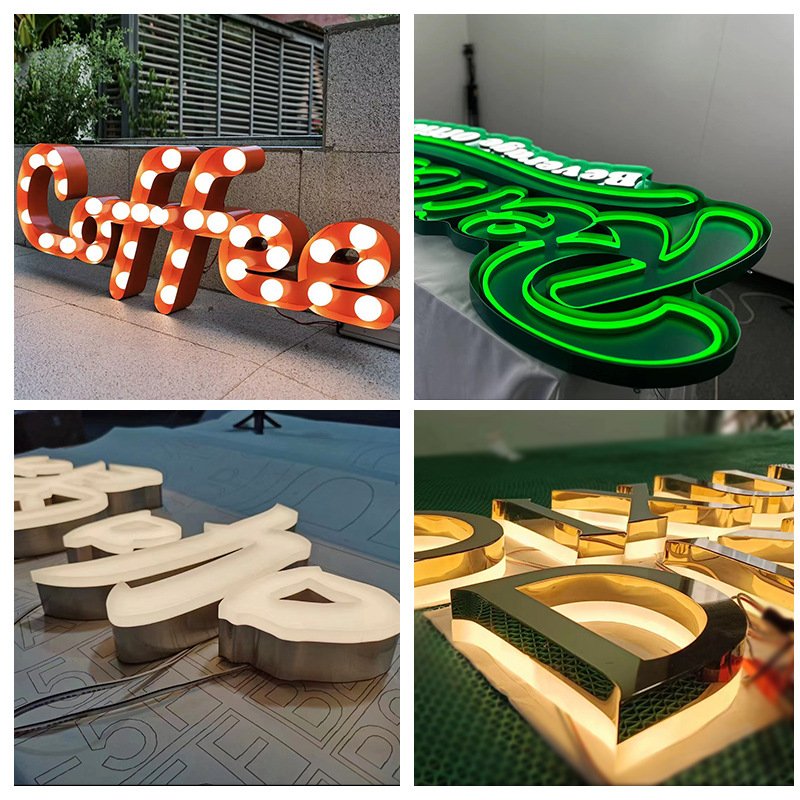 Wall Neon Indoor 3d Lit Letter Illuminated Channel Letters Sign Board Led Advertisement Outdoor Backlit Led Golden Acrylic Sign