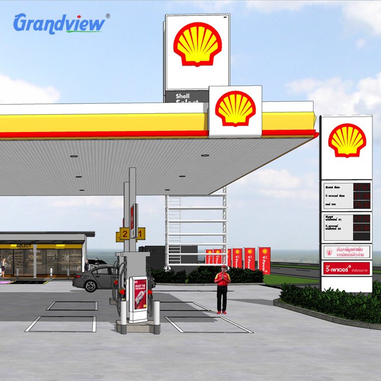 Led pylon sign board design petrol station