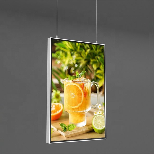 Hanging Type Led Poster Menu Board Double-Sided Pictures Display Advertising Light Box For Restaurant Coffee Shop