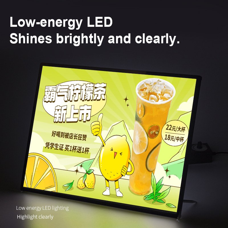 A1 A2 A3 A4 Open Ultra-Thin Aluminum Snap Photo Frame Light Box with Tempered Glass LED for Restaurant Menu Board Advertising