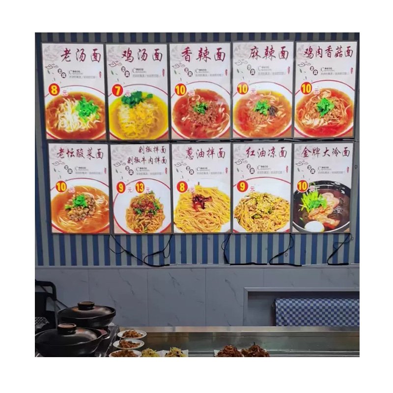 wall lighting menu board led advertising board tempered glass material surface custom size