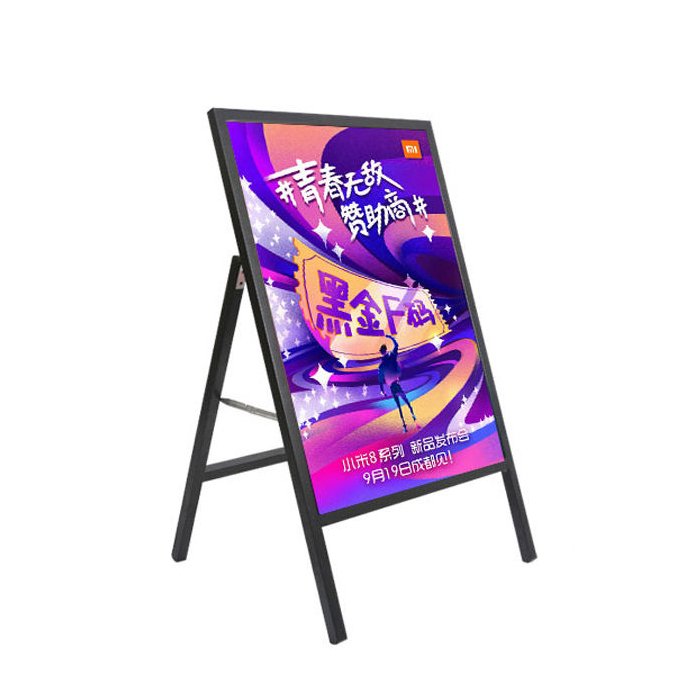 outdoor single side black steel a frame poster advertising pavement sidewalk sign display promotion led board