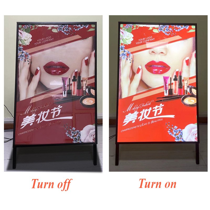 outdoor single side black steel a frame poster advertising pavement sidewalk sign display promotion led board
