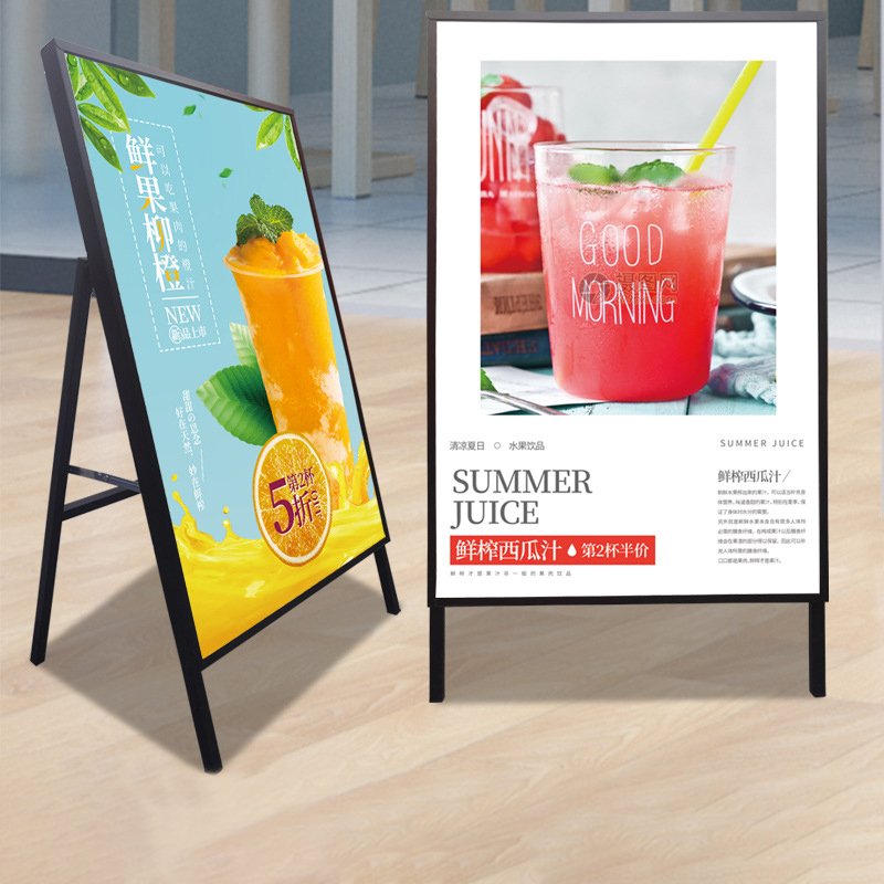 outdoor single side black steel a frame poster advertising pavement sidewalk sign display promotion led board